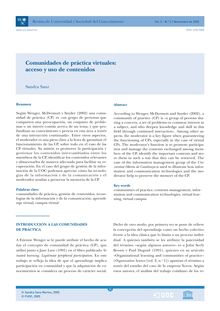 Gestión de comunidades de práctica virtuales: acceso y uso de contenidos (Management of virtual communities of practice: access and use of contents)