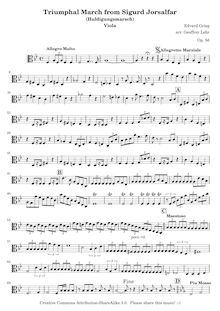 Partition de viole de gambe, Sigurd Jorsalfar Op.56, Grieg, Edvard