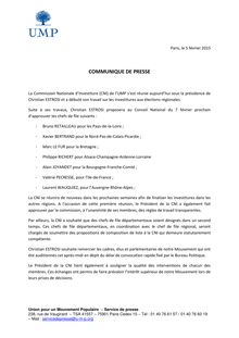 UMP - Réunion de la Commission Nationale d investiture au sujet des investitures aux élections régionales 