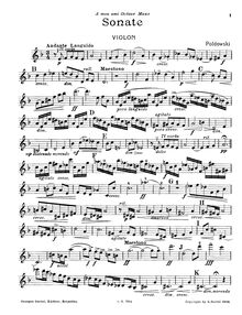 Partition de violon, violon Sonata, D minor, Poldowski