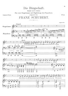 Partition complète, Die Bürgschaft, D.246, The Bond, G minor, Schubert, Franz