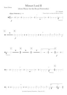 Partition Snare tambour, Music pour pour Royal Fireworks, Fireworks Music par George Frideric Handel
