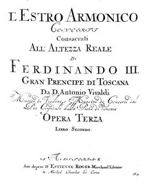 Partition Basses (Continuo), violon Concerto, D major, Vivaldi, Antonio