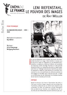 Leni Riefenstalh, le pouvoir des images de Muller Ray