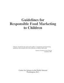 Guidelines for Responsible Food Marketing to  Children