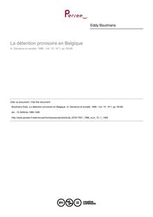 La détention provisoire en Belgique - article ; n°1 ; vol.10, pg 65-68