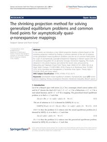 The shrinking projection method for solving generalized equilibrium problems and common fixed points for asymptotically quasi-Ï•-nonexpansive mappings