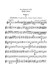 Partition violons I, Lully Ballet , Mottl, Felix