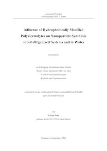 Influence of hydrophobically modified polyelectrolytes on nanoparticle synthesis in self-organized systems and in water [Elektronische Ressource] / von Carine Note