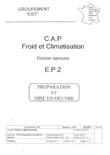 Préparation et mise en oeuvre 2002 CAP Froid et Climatisation