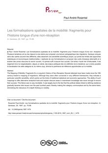Les formalisations spatiales de la mobilité: fragments pour l histoire longue d une non-réception - article ; n°1 ; vol.29, pg 75-98