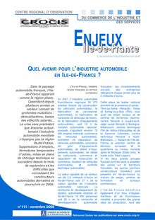 Quel avenir pour l industrie automobile en Ile-de-France ?