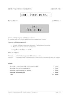 Etude de cas 2002 ARLE Admin. de Réseaux Locaux d Entreprise BTS Informatique de gestion