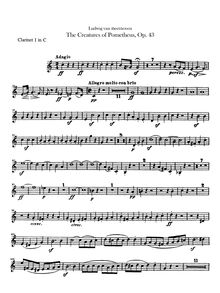 Partition clarinette 1, 2 (incl. B-flat transposed parties), Die Geschöpfe des Prometheus Op.43