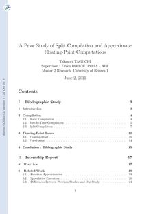 A Prior Study of Split Compilation and Approximate Floating Point Computations