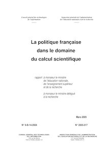 La politique française dans le domaine du calcul scientifique