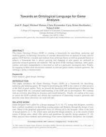 Towards an Ontological Language for Game Analysis