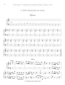 Partition , Alma Redemptoris mater, Hymne - Duo - Basse de Cromhorne - Grand Jeu - Amen, Troisième Livre de Pièces d’Orgue