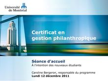 Certificat en gestion philanthropique