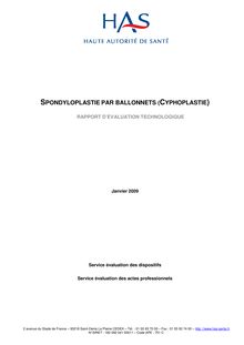 Spondyloplastie par ballonnets (cyphoplastie) - Rapport Spondyloplastie