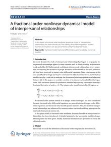 A fractional order nonlinear dynamical model of interpersonal relationships