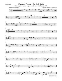 Partition basse enregistrement , Canzon I  La Spiritata , from Canzoni per sonare con ogni sorte di stromenti