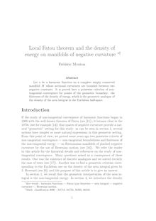 Local Fatou theorem and the density of the energy on manifolds of negative curvature