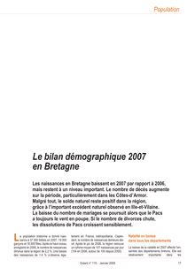 Le bilan démographique 2007 en Bretagne (Octant n°115)