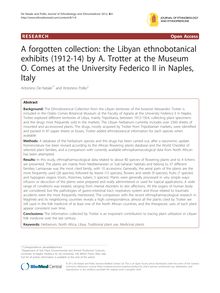 A forgotten collection: the Libyan ethnobotanical exhibits (1912-14) by A. Trotter at the Museum O. Comes at the University Federico II in Naples, Italy