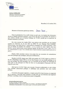 La lettre de Jérôme Lavrilleux dans laquelle il se met en congé de l’UMP