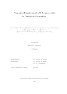 Numerical simulation of CO_1tn2 sequestration in geological formations [Elektronische Ressource] / von Andreas Bielinski
