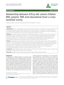 Relationship between 8/9-yr-old school children BMI, parents  BMI and educational level: a cross sectional survey