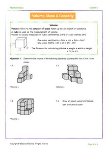 Grade 6 Maths: Workbook  - Volume And Capacity