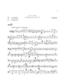 Partition timbales, basse tambour/cymbales, petit tambour/ténor tambour(ténor tambour en option), Symphony No.2, Op.63