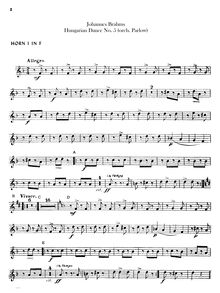 Partition cor 1, 2, 3, 4 (en F), 21 Hungarian Dances (orchestre) par Johannes Brahms