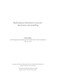 Hydrological information in gravity [Elektronische Ressource] : observation and modelling / von Marco Naujoks