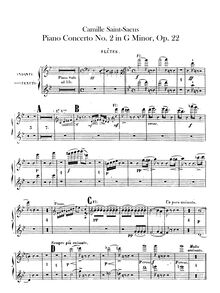 Partition flûte 1/2, Deuxième Concerto pour Piano et Orchestre, Op.22