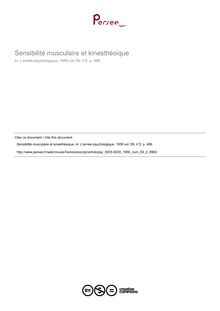Sensibilité musculaire et kinesthésique - compte-rendu ; n°2 ; vol.59, pg 486-486