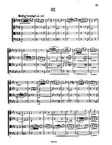 Partition , Mäßig bewegt, corde quatuor No.1 en E-flat major, Op.54