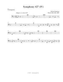 Partition timbales, Symphony No.27, B-flat major, Rondeau, Michel par Michel Rondeau