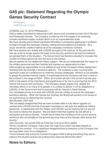 G4S plc: Statement Regarding the Olympic Games Security Contract