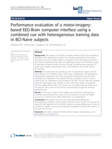 Performance evaluation of a motor-imagery-based EEG-Brain computer interface using a combined cue with heterogeneous training data in BCI-Naive subjects