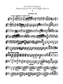 Partition violons II, Piano Concerto No.2, Op.44, G major, Tchaikovsky, Pyotr