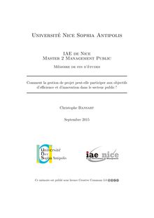 Mémoire de Master Management Public - IAE de Nice