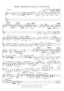 Partition complète,  11 C-Dur, suite for harpsichord, Mattheson, Johann