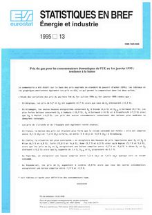 Prix du gaz pour les consommateurs domestiques de l UE au  1er janvier 1995