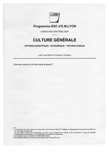EM Lyon culture générale 2004