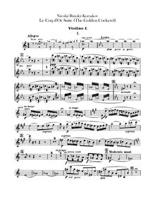 Partition violons I, pour Golden Cockerel (), Four musical pictures from the opera The Golden Cockerel (Четыре музыкальных картины из оперы «Золотой петушок»)