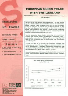 Statistics in focus. External trade No 9/2000. European Union trade with Switzerland
