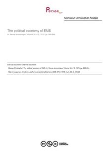 The political economy of EMS - article ; n°5 ; vol.30, pg 866-894